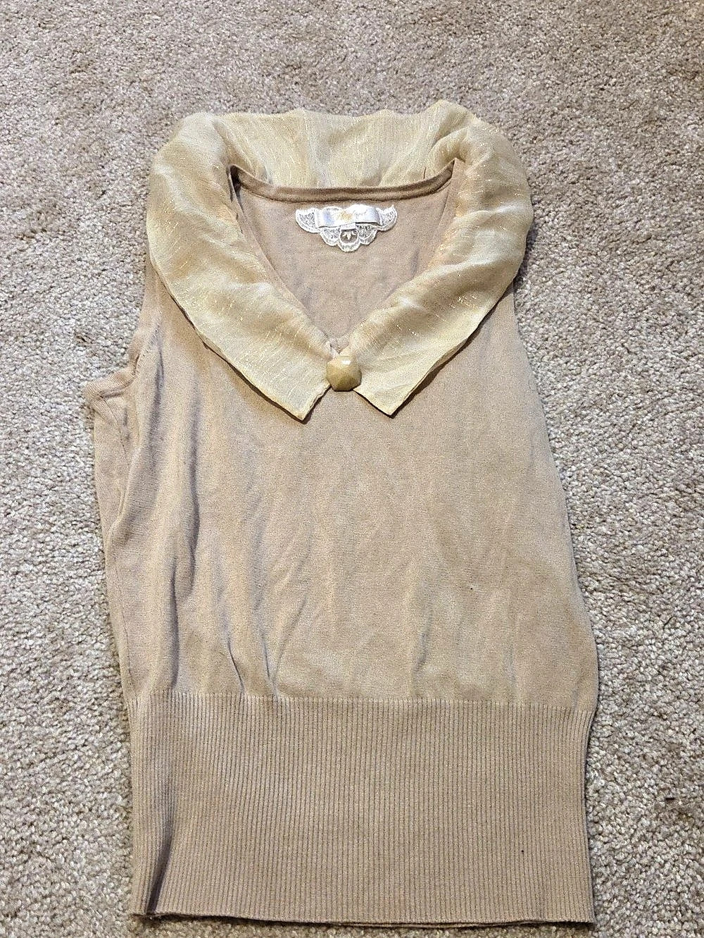 Playlord Sleeveless Collared Sweater in Beige Size Xs